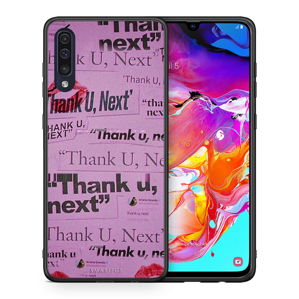 Θήκη Αγίου Βαλεντίνου Samsung A70 Thank You Next από τη Smartfits με σχέδιο στο πίσω μέρος και μαύρο περίβλημα | Samsung A70 Thank You Next case with colorful back and black bezels