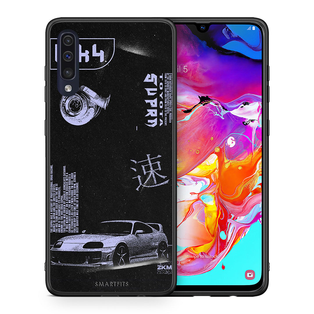 Θήκη Αγίου Βαλεντίνου Samsung A70 Tokyo Drift από τη Smartfits με σχέδιο στο πίσω μέρος και μαύρο περίβλημα | Samsung A70 Tokyo Drift case with colorful back and black bezels