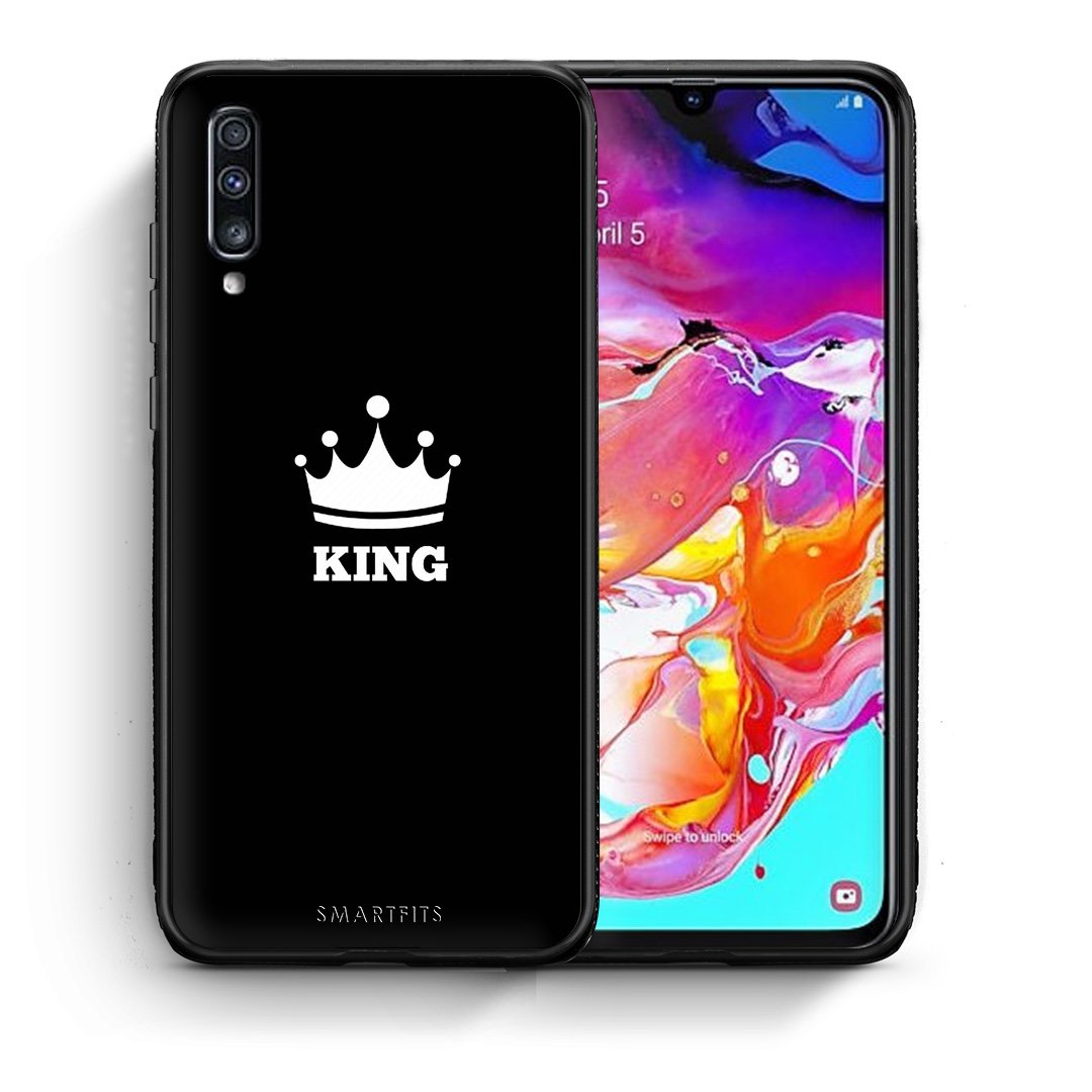 Θήκη Samsung A70 King Valentine από τη Smartfits με σχέδιο στο πίσω μέρος και μαύρο περίβλημα | Samsung A70 King Valentine case with colorful back and black bezels