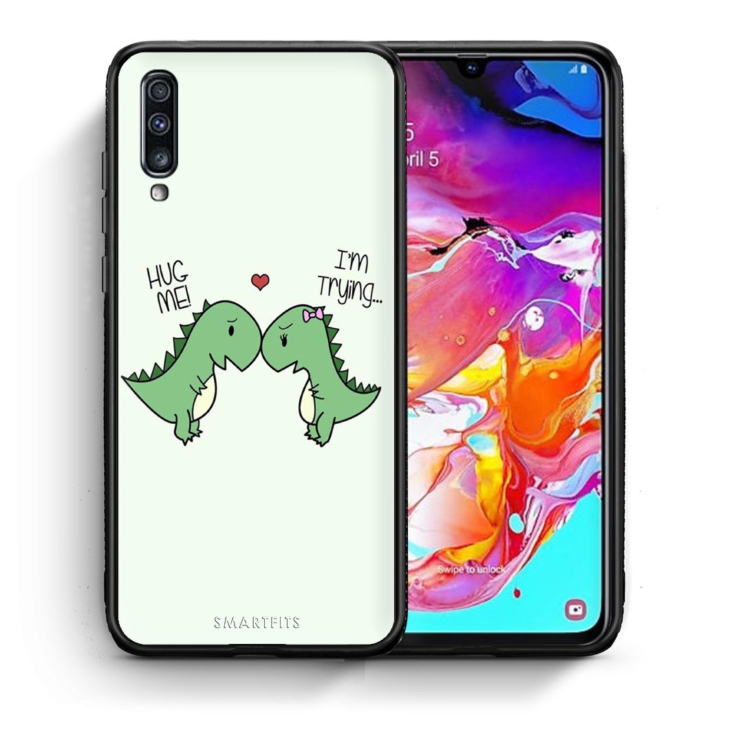 Θήκη Samsung A70 Rex Valentine από τη Smartfits με σχέδιο στο πίσω μέρος και μαύρο περίβλημα | Samsung A70 Rex Valentine case with colorful back and black bezels