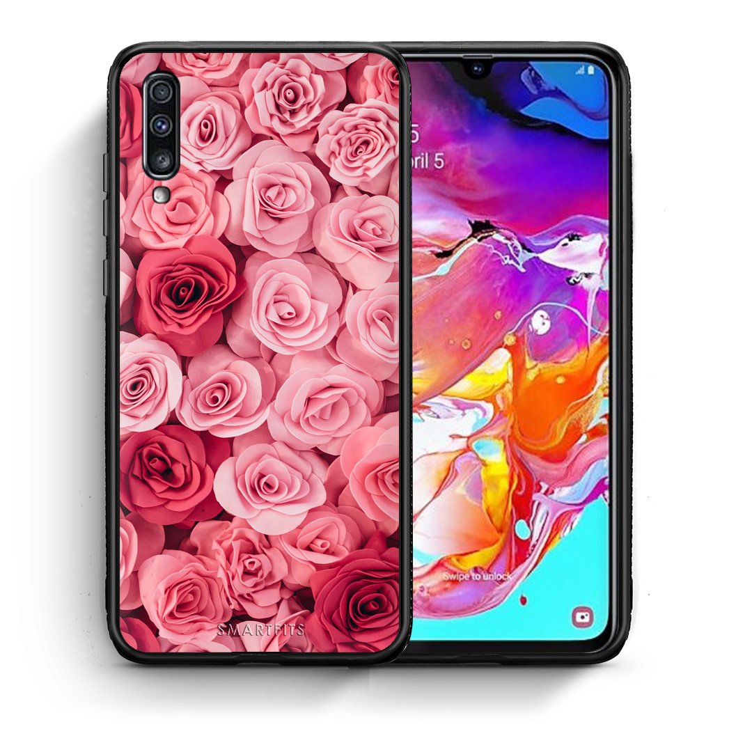 Θήκη Samsung A70 RoseGarden Valentine από τη Smartfits με σχέδιο στο πίσω μέρος και μαύρο περίβλημα | Samsung A70 RoseGarden Valentine case with colorful back and black bezels
