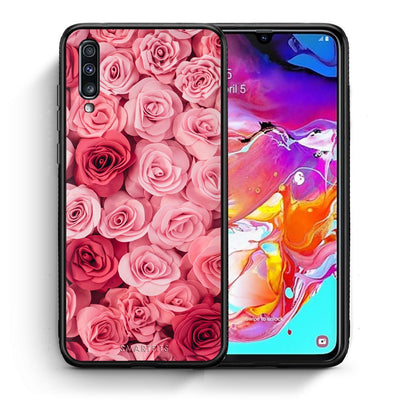 Θήκη Samsung A70 RoseGarden Valentine από τη Smartfits με σχέδιο στο πίσω μέρος και μαύρο περίβλημα | Samsung A70 RoseGarden Valentine case with colorful back and black bezels