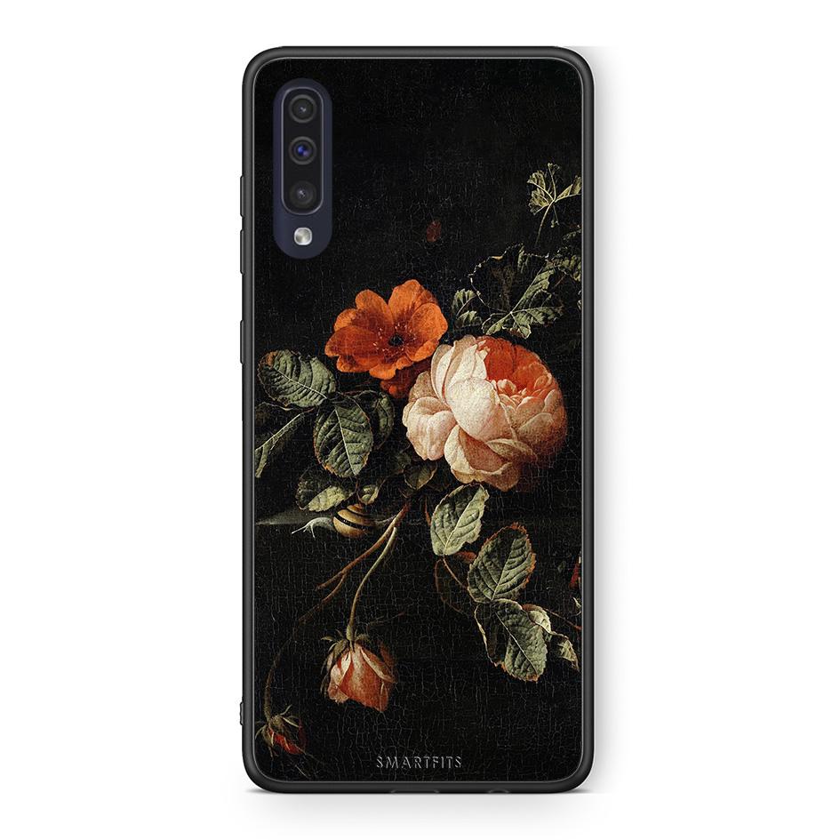 Samsung A70 Vintage Roses θήκη από τη Smartfits με σχέδιο στο πίσω μέρος και μαύρο περίβλημα | Smartphone case with colorful back and black bezels by Smartfits