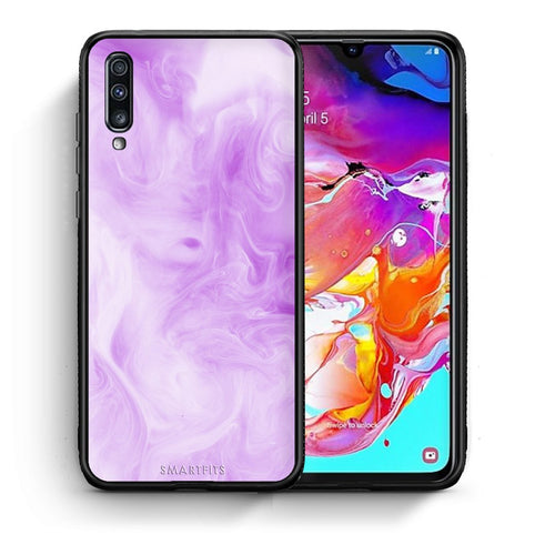 Θήκη Samsung A70 Lavender Watercolor από τη Smartfits με σχέδιο στο πίσω μέρος και μαύρο περίβλημα | Samsung A70 Lavender Watercolor case with colorful back and black bezels