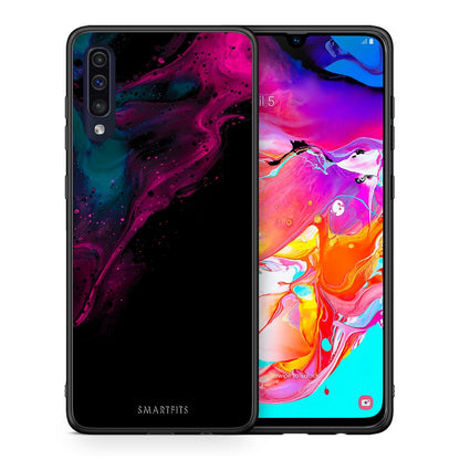 Θήκη Samsung A70 Pink Black Watercolor από τη Smartfits με σχέδιο στο πίσω μέρος και μαύρο περίβλημα | Samsung A70 Pink Black Watercolor case with colorful back and black bezels