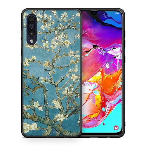 Θήκη Samsung A70 White Blossoms από τη Smartfits με σχέδιο στο πίσω μέρος και μαύρο περίβλημα | Samsung A70 White Blossoms case with colorful back and black bezels