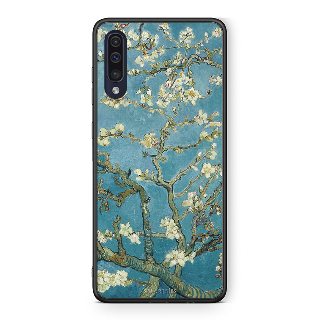 Samsung A70 White Blossoms θήκη από τη Smartfits με σχέδιο στο πίσω μέρος και μαύρο περίβλημα | Smartphone case with colorful back and black bezels by Smartfits