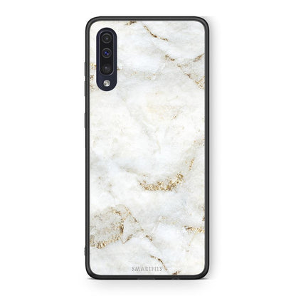 Samsung A70 White Gold Marble θήκη από τη Smartfits με σχέδιο στο πίσω μέρος και μαύρο περίβλημα | Smartphone case with colorful back and black bezels by Smartfits