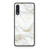 Thumbnail for Samsung A70 White Gold Marble θήκη από τη Smartfits με σχέδιο στο πίσω μέρος και μαύρο περίβλημα | Smartphone case with colorful back and black bezels by Smartfits