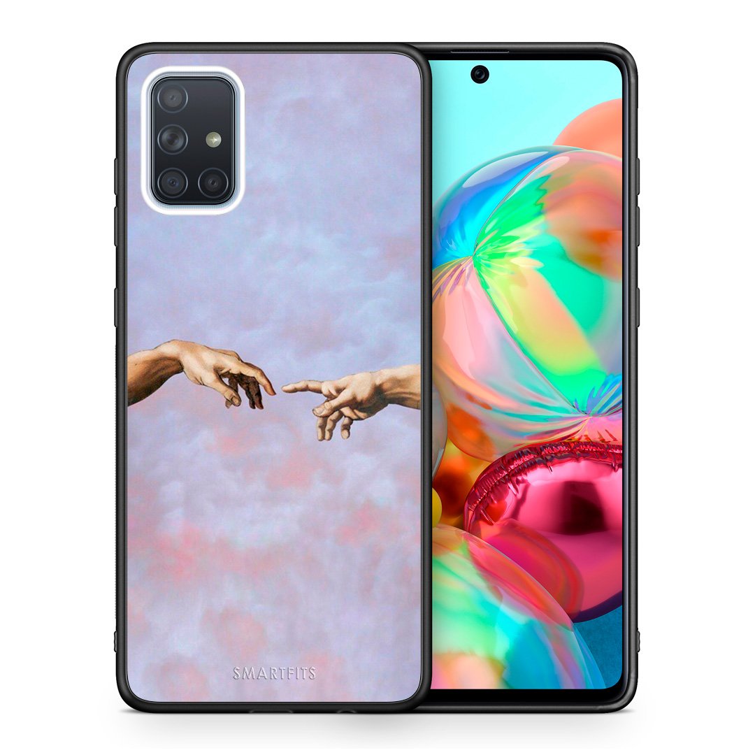 Θήκη Samsung A71 Adam Hand από τη Smartfits με σχέδιο στο πίσω μέρος και μαύρο περίβλημα | Samsung A71 Adam Hand case with colorful back and black bezels