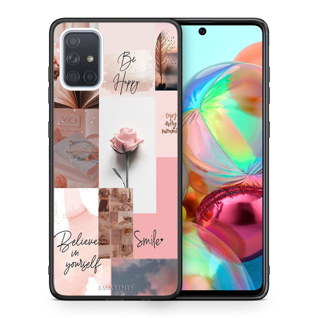 Θήκη Samsung A71 Aesthetic Collage από τη Smartfits με σχέδιο στο πίσω μέρος και μαύρο περίβλημα | Samsung A71 Aesthetic Collage case with colorful back and black bezels