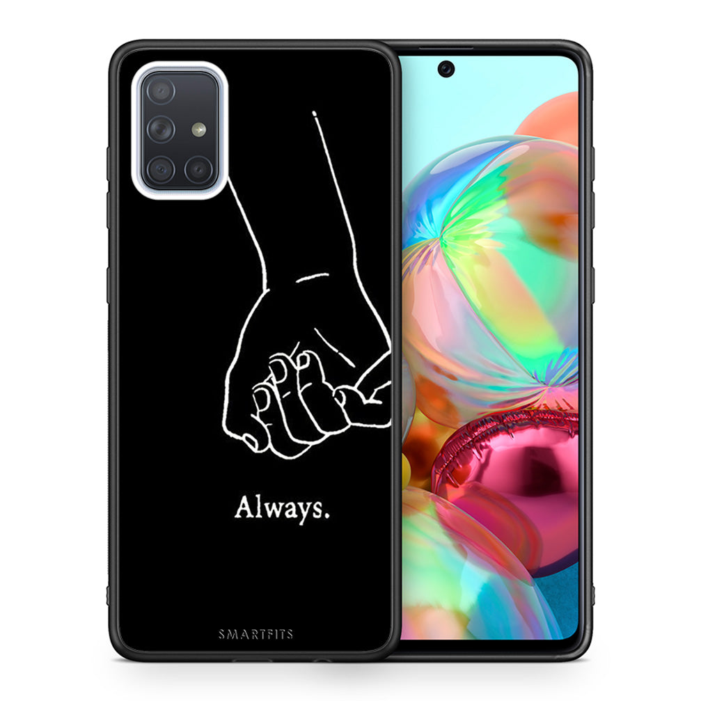 Θήκη Αγίου Βαλεντίνου Samsung A71 Always & Forever 1 από τη Smartfits με σχέδιο στο πίσω μέρος και μαύρο περίβλημα | Samsung A71 Always & Forever 1 case with colorful back and black bezels