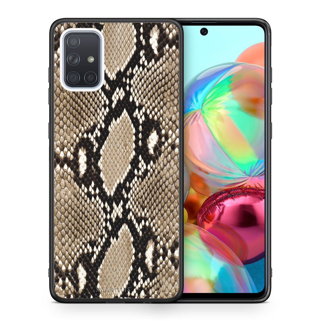 Θήκη Samsung A71 Fashion Snake Animal από τη Smartfits με σχέδιο στο πίσω μέρος και μαύρο περίβλημα | Samsung A71 Fashion Snake Animal case with colorful back and black bezels