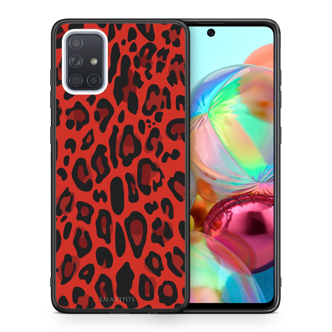Θήκη Samsung A71 Red Leopard Animal από τη Smartfits με σχέδιο στο πίσω μέρος και μαύρο περίβλημα | Samsung A71 Red Leopard Animal case with colorful back and black bezels
