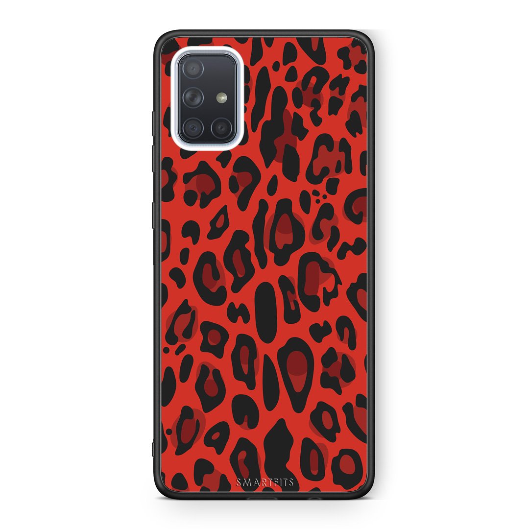 4 - Samsung A71 Red Leopard Animal case, cover, bumper