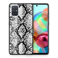 Thumbnail for Θήκη Samsung A71 White Snake Animal από τη Smartfits με σχέδιο στο πίσω μέρος και μαύρο περίβλημα | Samsung A71 White Snake Animal case with colorful back and black bezels