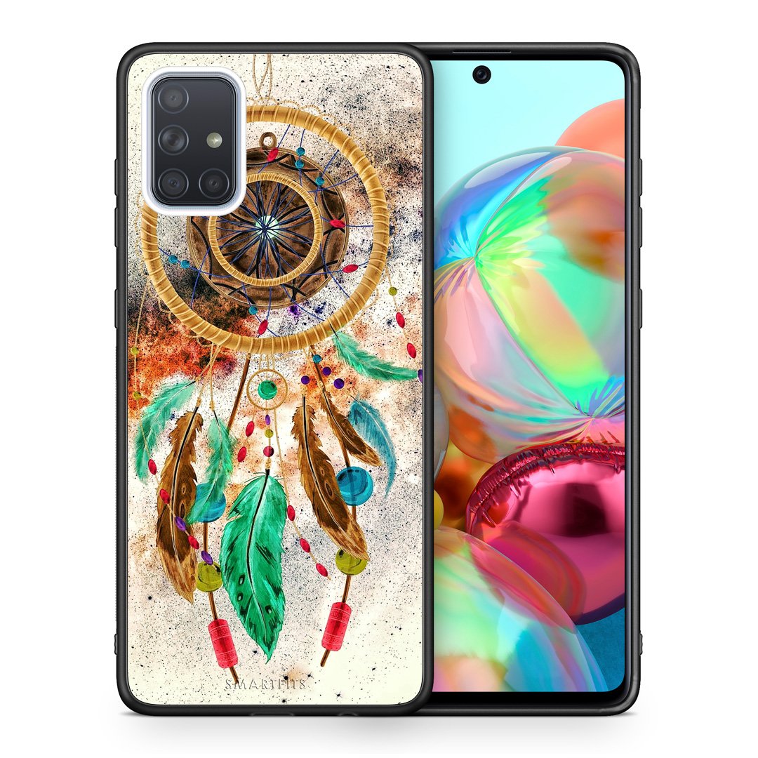 Θήκη Samsung A71 DreamCatcher Boho από τη Smartfits με σχέδιο στο πίσω μέρος και μαύρο περίβλημα | Samsung A71 DreamCatcher Boho case with colorful back and black bezels