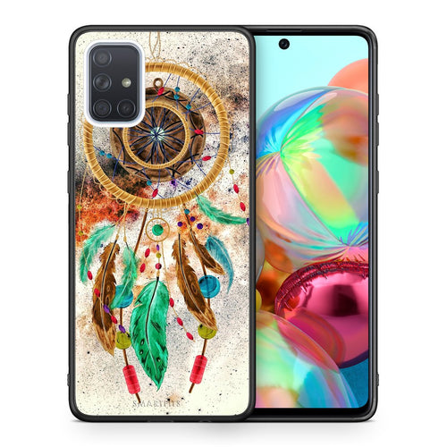 Θήκη Samsung A71 DreamCatcher Boho από τη Smartfits με σχέδιο στο πίσω μέρος και μαύρο περίβλημα | Samsung A71 DreamCatcher Boho case with colorful back and black bezels