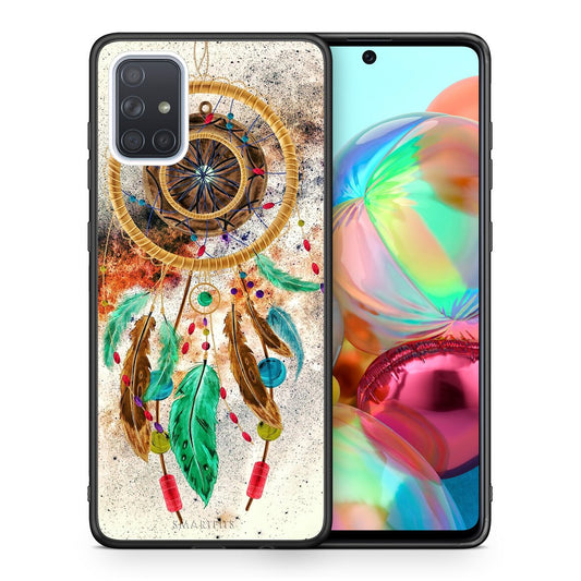 Θήκη Samsung A71 DreamCatcher Boho από τη Smartfits με σχέδιο στο πίσω μέρος και μαύρο περίβλημα | Samsung A71 DreamCatcher Boho case with colorful back and black bezels