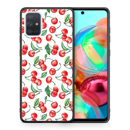 Θήκη Samsung A71 Cherry Summer από τη Smartfits με σχέδιο στο πίσω μέρος και μαύρο περίβλημα | Samsung A71 Cherry Summer case with colorful back and black bezels