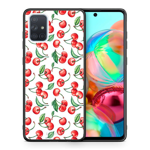 Θήκη Samsung A71 Cherry Summer από τη Smartfits με σχέδιο στο πίσω μέρος και μαύρο περίβλημα | Samsung A71 Cherry Summer case with colorful back and black bezels