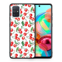 Thumbnail for Θήκη Samsung A71 Cherry Summer από τη Smartfits με σχέδιο στο πίσω μέρος και μαύρο περίβλημα | Samsung A71 Cherry Summer case with colorful back and black bezels
