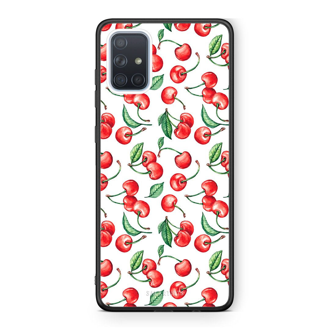 Samsung A51 Cherry Summer θήκη από τη Smartfits με σχέδιο στο πίσω μέρος και μαύρο περίβλημα | Smartphone case with colorful back and black bezels by Smartfits