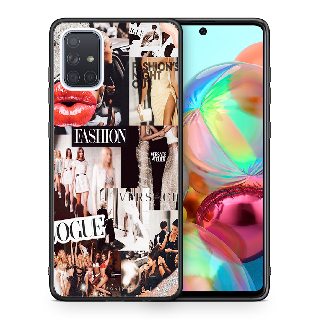 Θήκη Αγίου Βαλεντίνου Samsung A71 Collage Fashion από τη Smartfits με σχέδιο στο πίσω μέρος και μαύρο περίβλημα | Samsung A71 Collage Fashion case with colorful back and black bezels