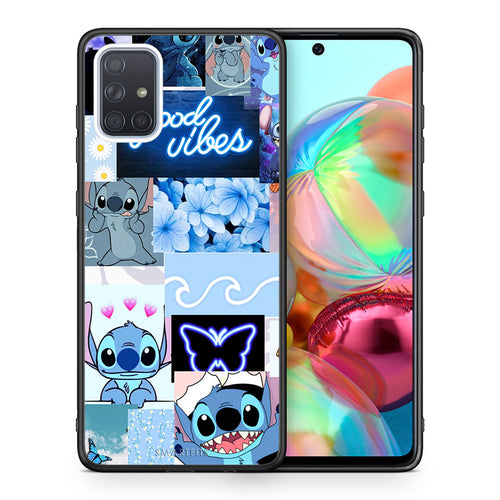 Θήκη Αγίου Βαλεντίνου Samsung A71 Collage Good Vibes από τη Smartfits με σχέδιο στο πίσω μέρος και μαύρο περίβλημα | Samsung A71 Collage Good Vibes case with colorful back and black bezels