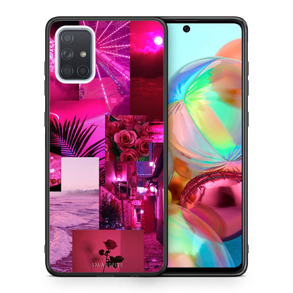 Θήκη Αγίου Βαλεντίνου Samsung A71 Collage Red Roses από τη Smartfits με σχέδιο στο πίσω μέρος και μαύρο περίβλημα | Samsung A71 Collage Red Roses case with colorful back and black bezels