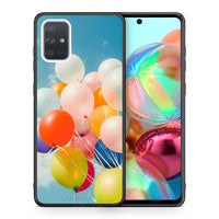 Thumbnail for Θήκη Samsung A71 Colorful Balloons από τη Smartfits με σχέδιο στο πίσω μέρος και μαύρο περίβλημα | Samsung A71 Colorful Balloons case with colorful back and black bezels