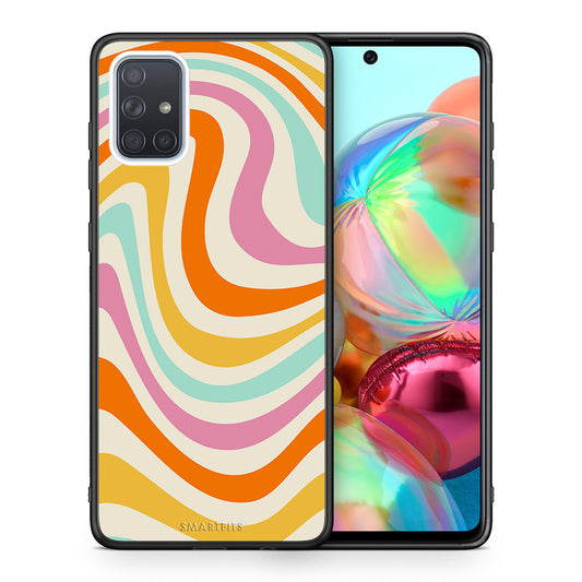 Θήκη Samsung A71 Colourful Waves από τη Smartfits με σχέδιο στο πίσω μέρος και μαύρο περίβλημα | Samsung A71 Colourful Waves case with colorful back and black bezels
