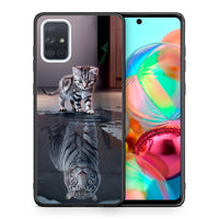 Thumbnail for Θήκη Samsung A71 Tiger Cute από τη Smartfits με σχέδιο στο πίσω μέρος και μαύρο περίβλημα | Samsung A71 Tiger Cute case with colorful back and black bezels