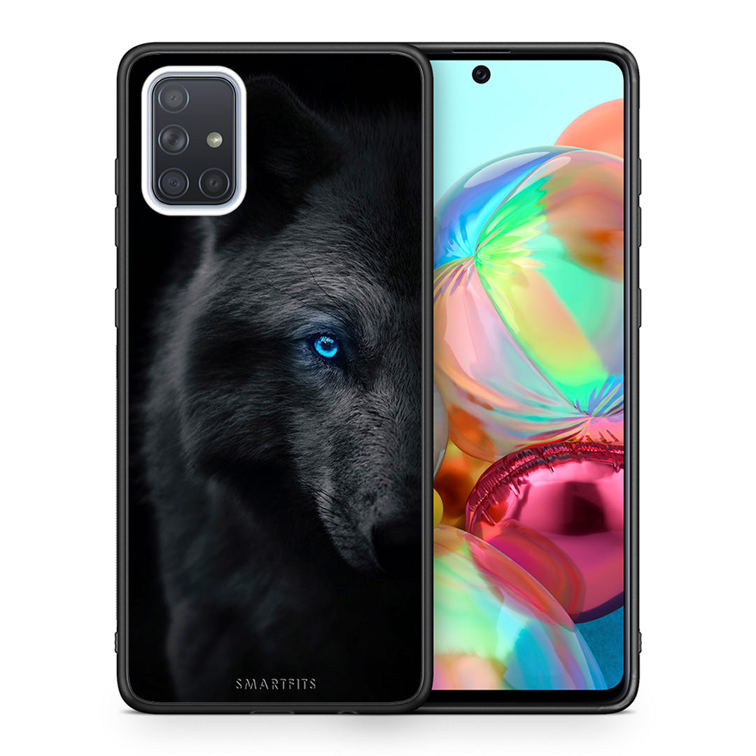 Θήκη Samsung A71 Dark Wolf από τη Smartfits με σχέδιο στο πίσω μέρος και μαύρο περίβλημα | Samsung A71 Dark Wolf case with colorful back and black bezels