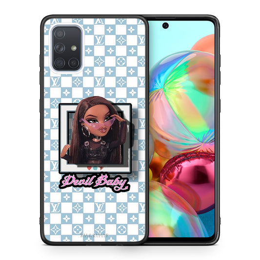 Θήκη Αγίου Βαλεντίνου Samsung A71 Devil Baby από τη Smartfits με σχέδιο στο πίσω μέρος και μαύρο περίβλημα | Samsung A71 Devil Baby case with colorful back and black bezels