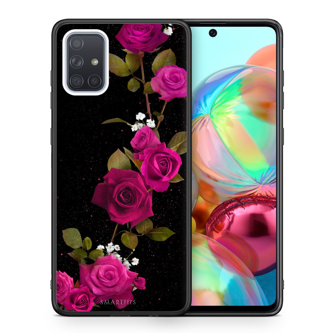 Θήκη Samsung A71 Red Roses Flower από τη Smartfits με σχέδιο στο πίσω μέρος και μαύρο περίβλημα | Samsung A71 Red Roses Flower case with colorful back and black bezels