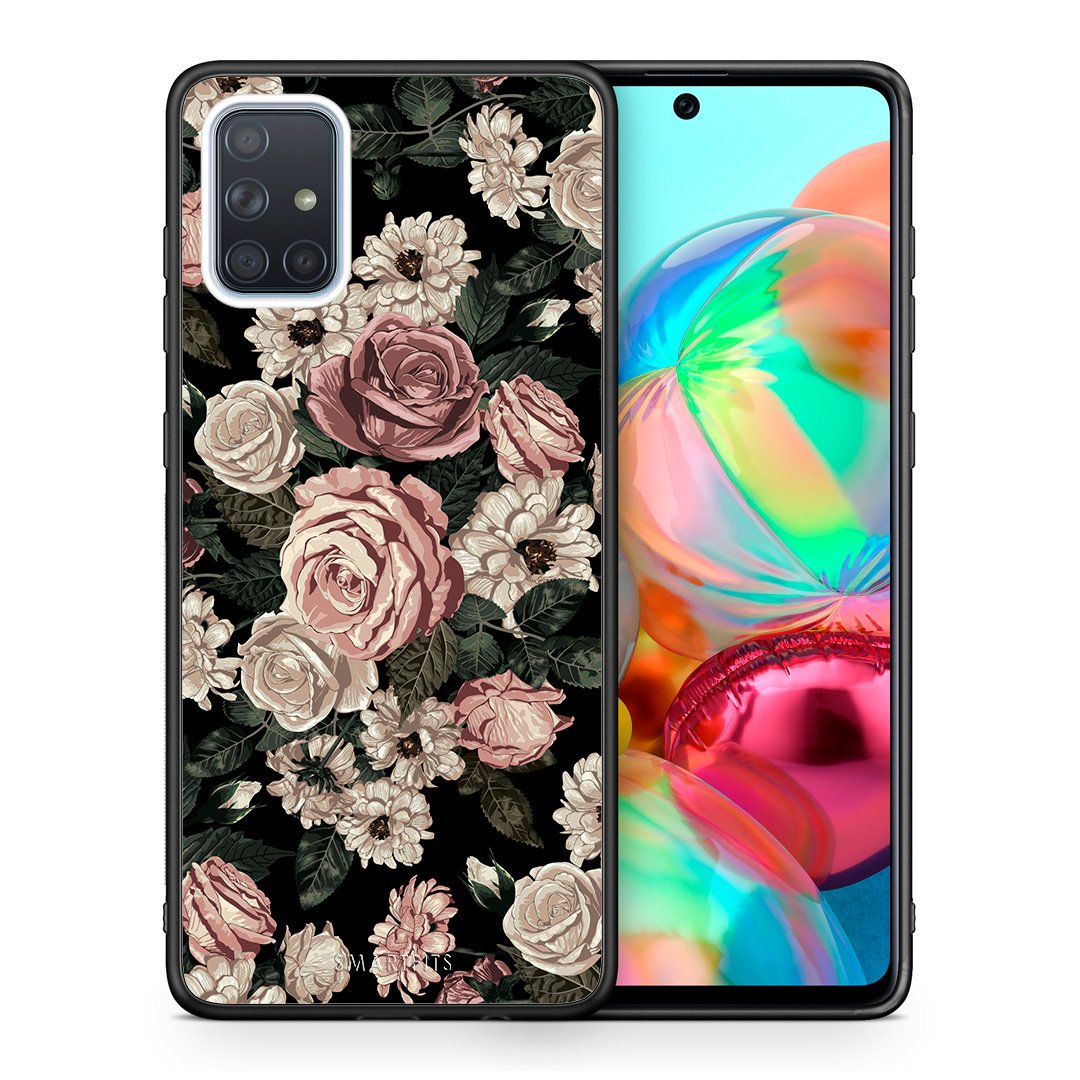 Θήκη Samsung A71 Wild Roses Flower από τη Smartfits με σχέδιο στο πίσω μέρος και μαύρο περίβλημα | Samsung A71 Wild Roses Flower case with colorful back and black bezels