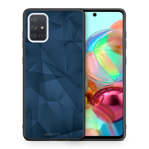 Θήκη Samsung A71 Blue Abstract Geometric από τη Smartfits με σχέδιο στο πίσω μέρος και μαύρο περίβλημα | Samsung A71 Blue Abstract Geometric case with colorful back and black bezels