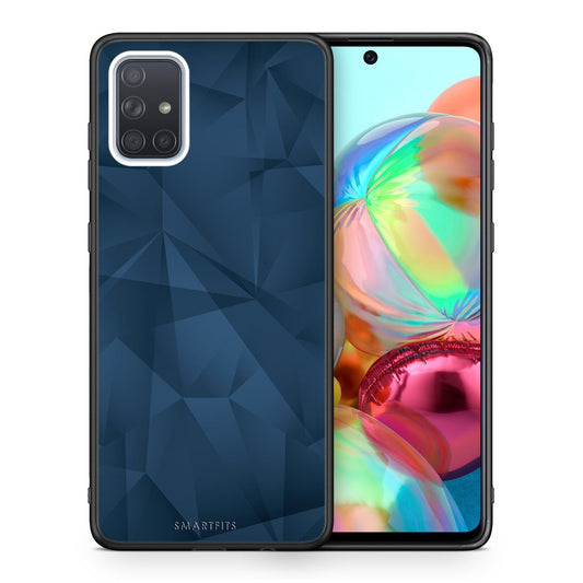 Θήκη Samsung A71 Blue Abstract Geometric από τη Smartfits με σχέδιο στο πίσω μέρος και μαύρο περίβλημα | Samsung A71 Blue Abstract Geometric case with colorful back and black bezels