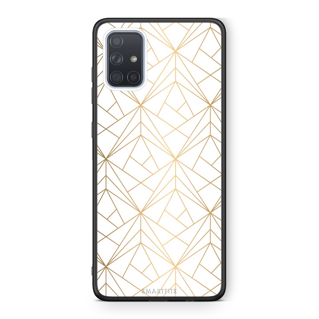 111 - Samsung A51 Luxury White Geometric case, cover, bumper