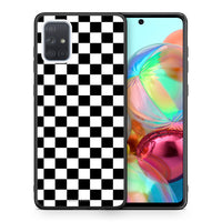 Thumbnail for Θήκη Samsung A71 Squares Geometric από τη Smartfits με σχέδιο στο πίσω μέρος και μαύρο περίβλημα | Samsung A71 Squares Geometric case with colorful back and black bezels