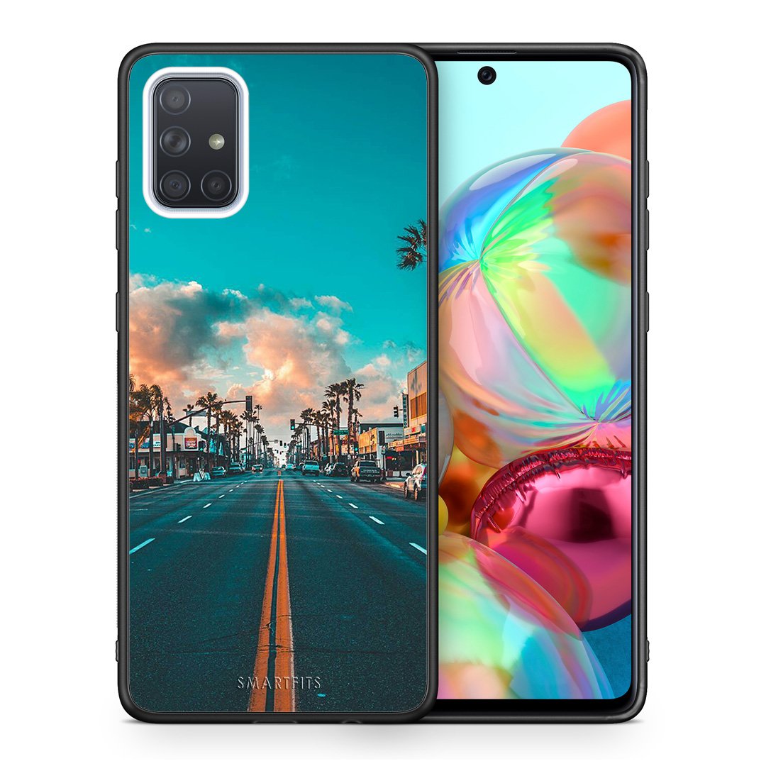 Θήκη Samsung A71 City Landscape από τη Smartfits με σχέδιο στο πίσω μέρος και μαύρο περίβλημα | Samsung A71 City Landscape case with colorful back and black bezels