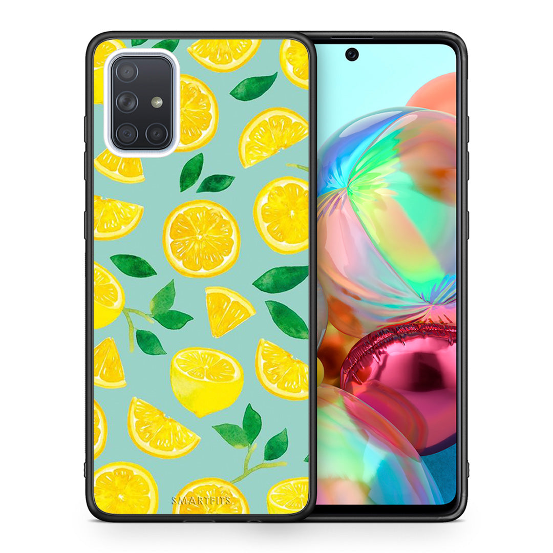 Θήκη Samsung A71 Lemons από τη Smartfits με σχέδιο στο πίσω μέρος και μαύρο περίβλημα | Samsung A71 Lemons case with colorful back and black bezels