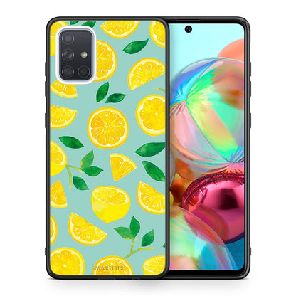 Θήκη Samsung A71 Lemons από τη Smartfits με σχέδιο στο πίσω μέρος και μαύρο περίβλημα | Samsung A71 Lemons case with colorful back and black bezels