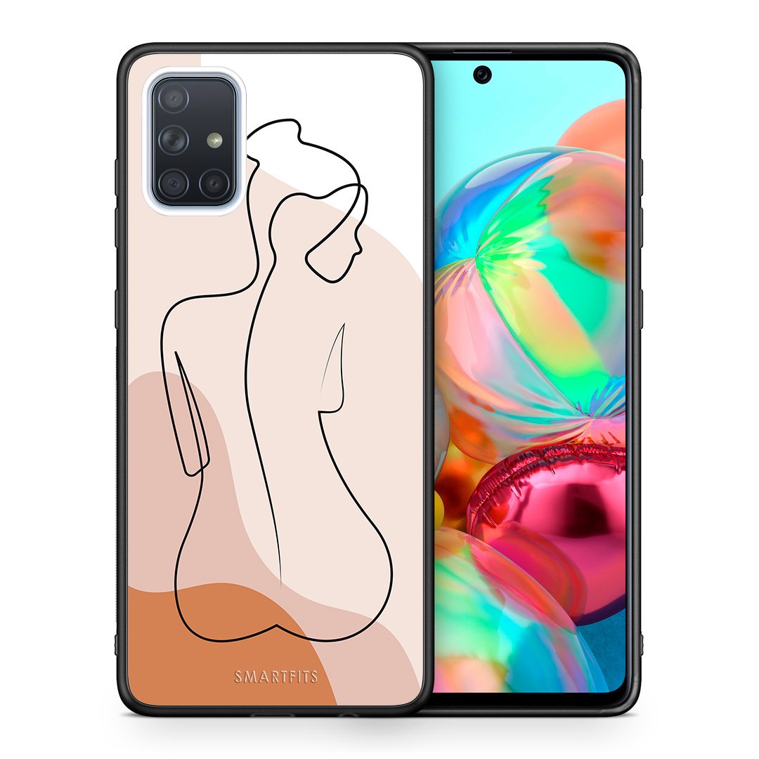 Θήκη Samsung A71 LineArt Woman από τη Smartfits με σχέδιο στο πίσω μέρος και μαύρο περίβλημα | Samsung A71 LineArt Woman case with colorful back and black bezels