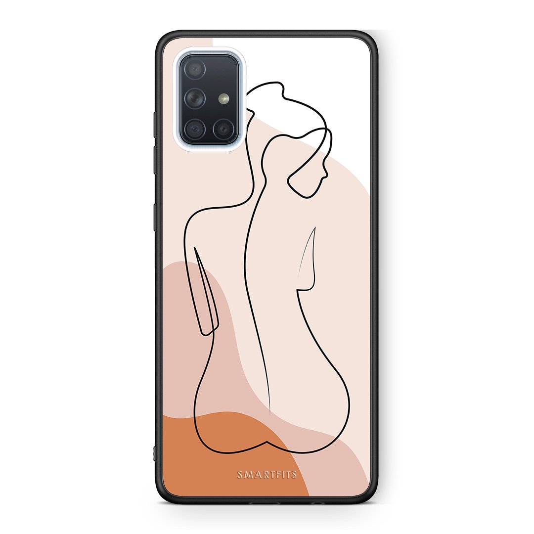 Samsung A71 LineArt Woman θήκη από τη Smartfits με σχέδιο στο πίσω μέρος και μαύρο περίβλημα | Smartphone case with colorful back and black bezels by Smartfits