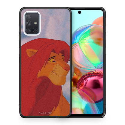 Θήκη Αγίου Βαλεντίνου Samsung A71 Lion Love 1 από τη Smartfits με σχέδιο στο πίσω μέρος και μαύρο περίβλημα | Samsung A71 Lion Love 1 case with colorful back and black bezels
