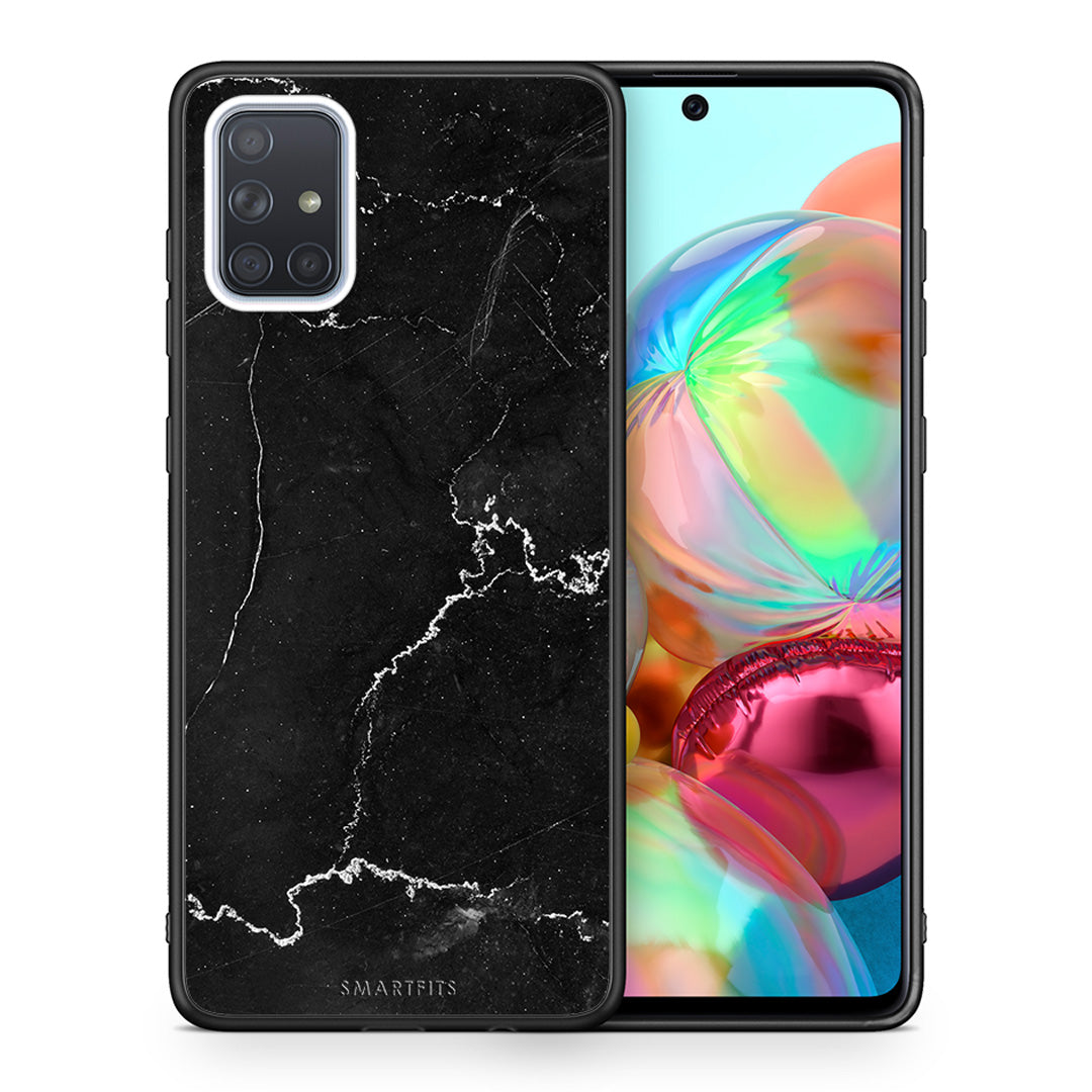 Θήκη Samsung A71 Marble Black από τη Smartfits με σχέδιο στο πίσω μέρος και μαύρο περίβλημα | Samsung A71 Marble Black case with colorful back and black bezels