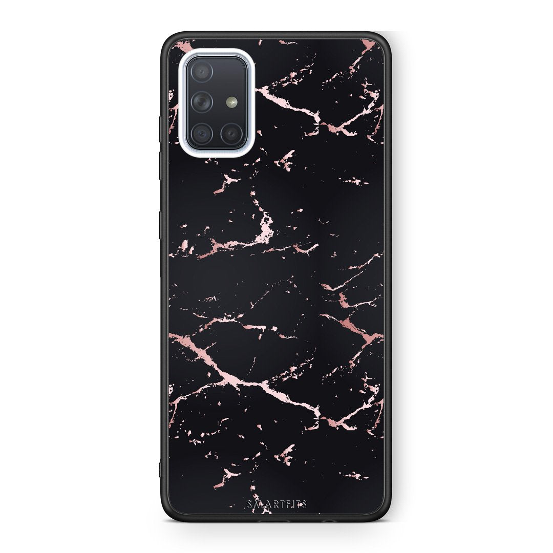 4 - Samsung A51 Black Rosegold Marble case, cover, bumper
