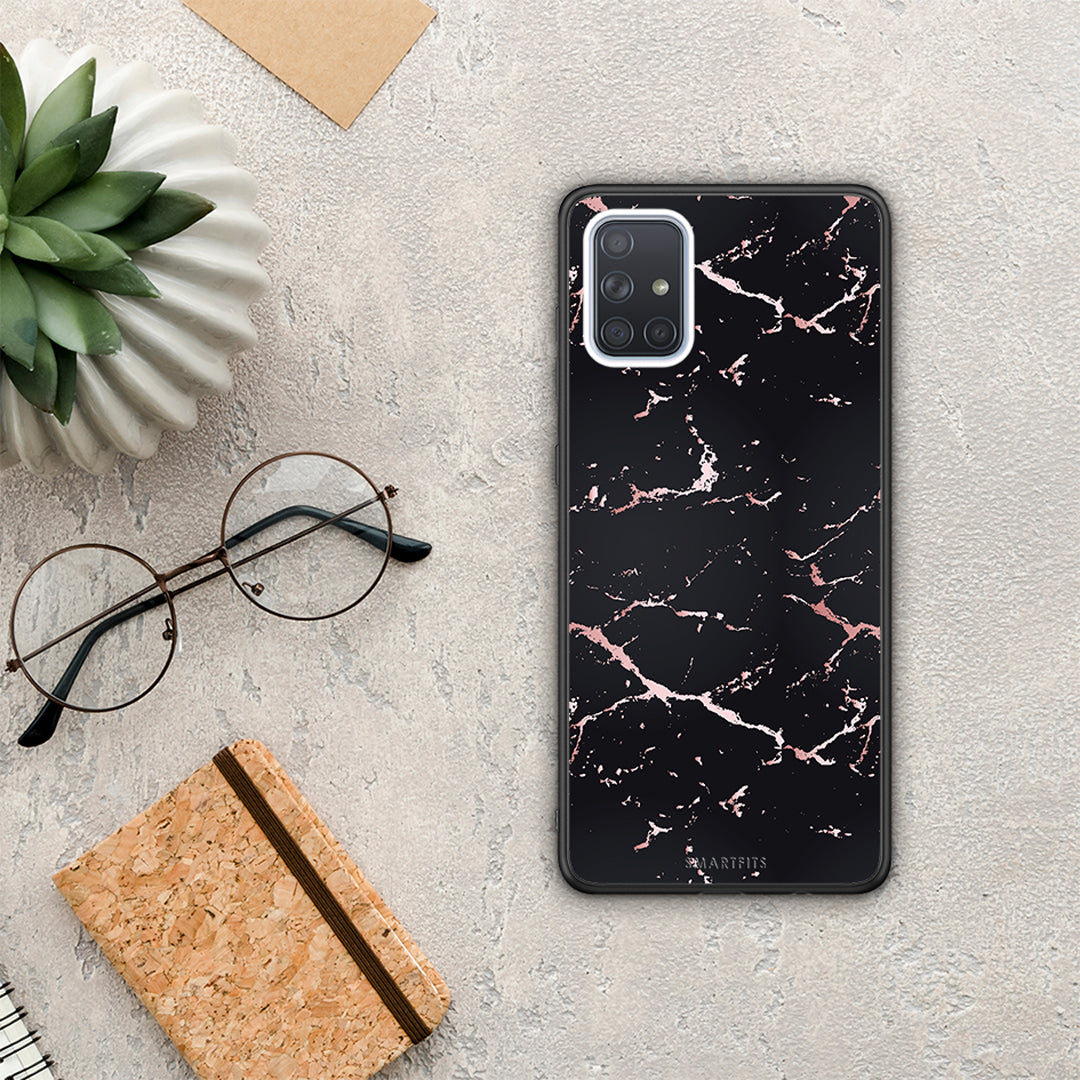 Marble Black Rosegold - Samsung Galaxy A71 θήκη
